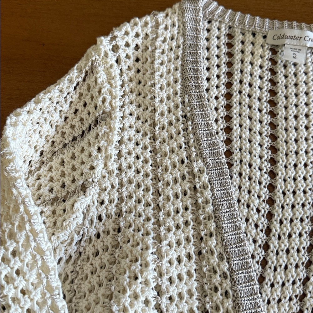 Coldwater Creek Crocheted Ivory  Open-Knit Sweater XL NWOT - Picture 5 of 5